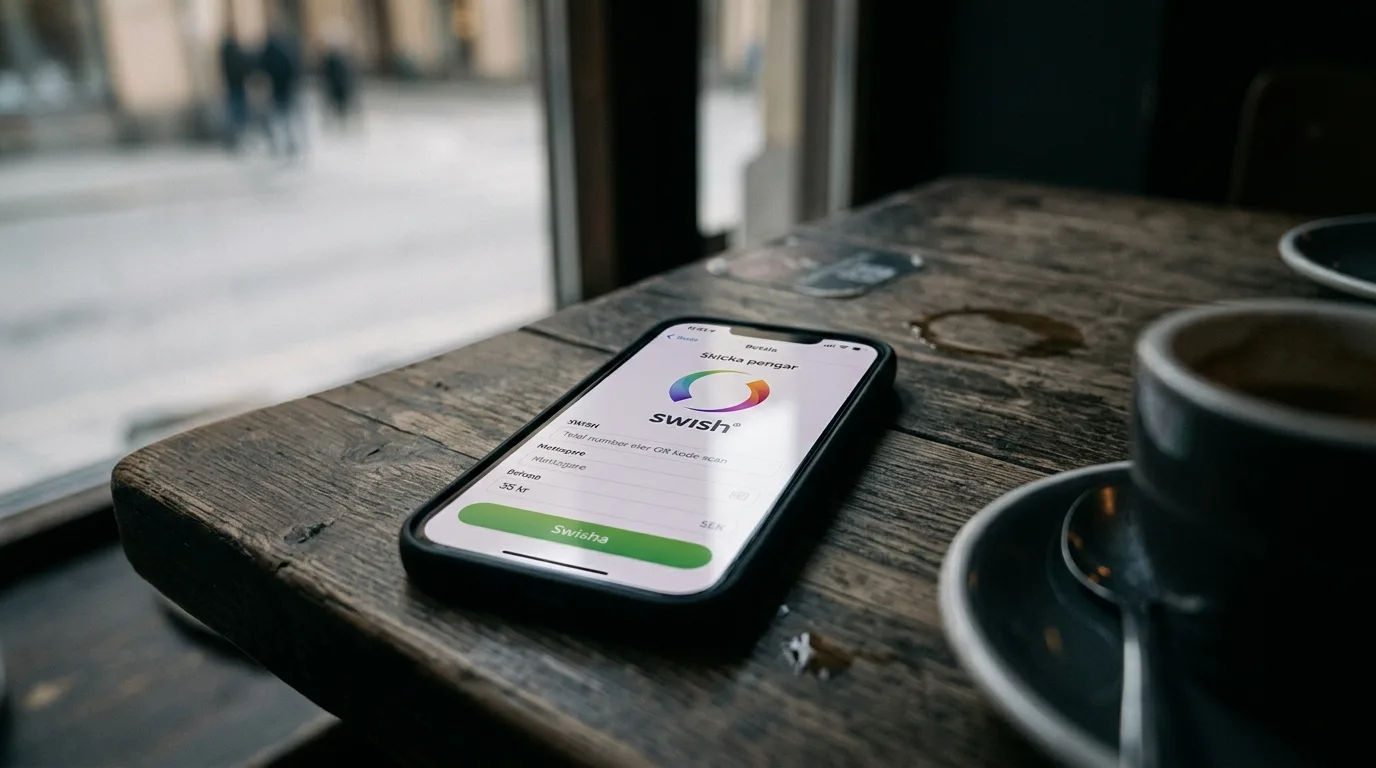 Mobilbetalning på cafébord med Swish-liknande app