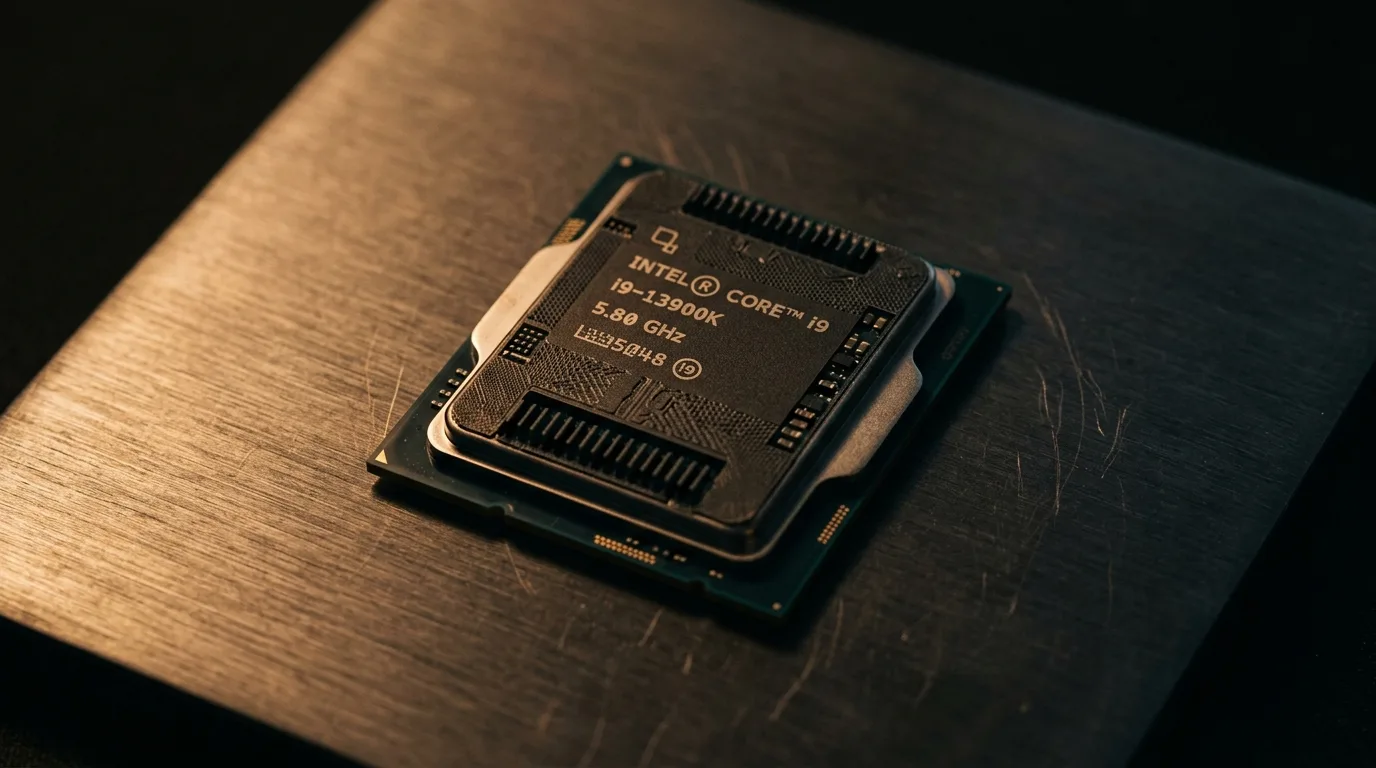 Modern processor på metallyta, nära detaljer